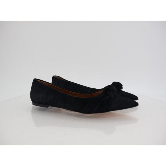 Sam Edelman Wheaton Ballet Flats Women 9.5 Black Suede Pointed Bow Slip On Comfy - Picture 1 of 10